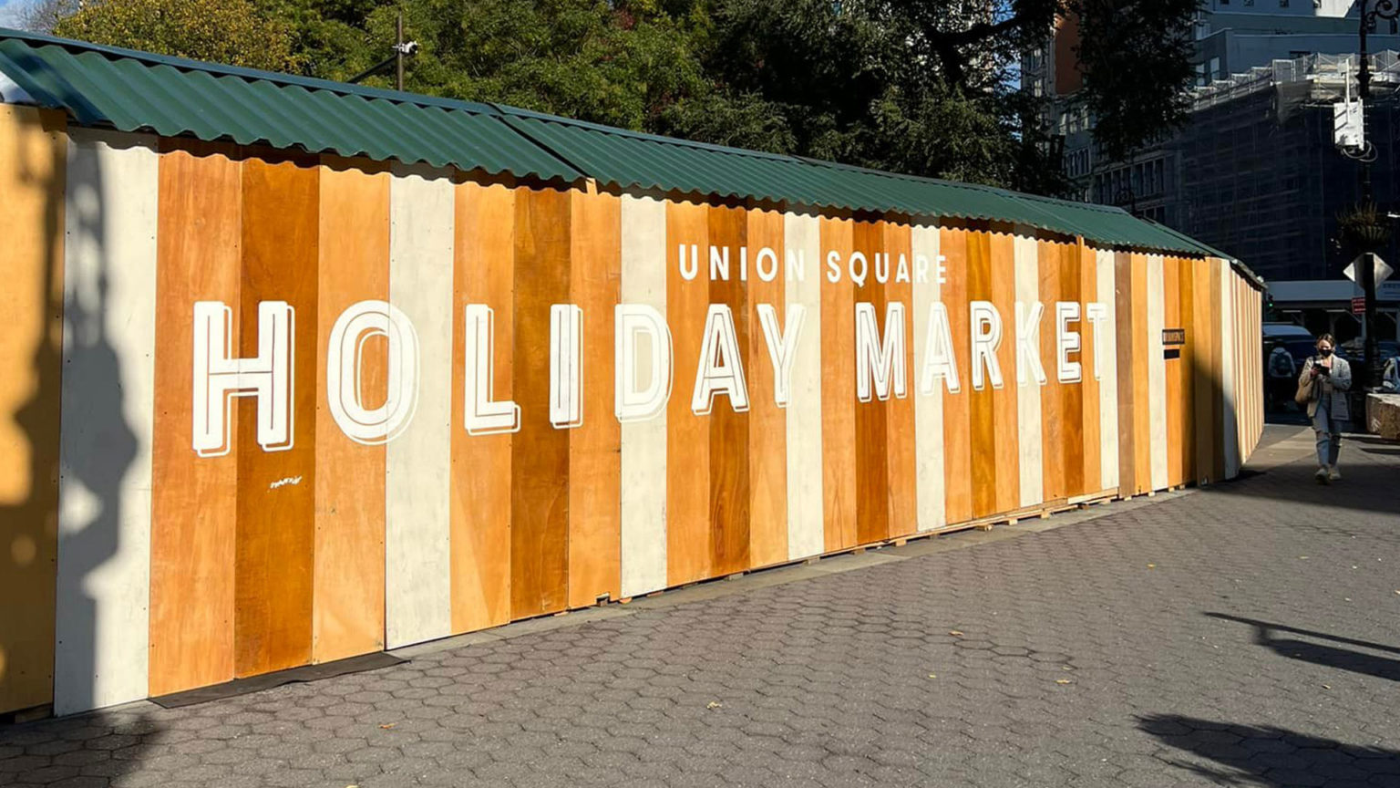 Image of a closed booth at Union Square Holiday Market.