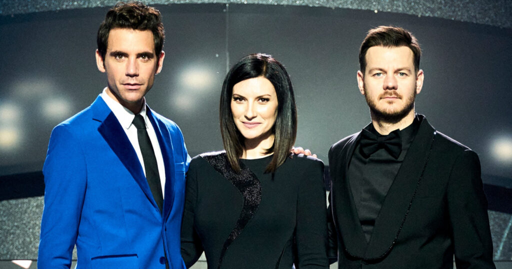 eurovision hosts Alessandro Cattelan, Laura Pausini, Mika