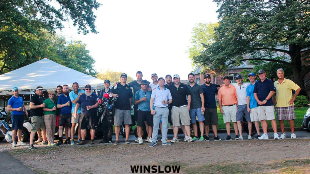 Photo of a group of golfers from 2021, advertising for the 8th Annual DSDW Charity Golf Outing.