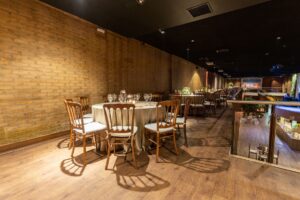 Long table set in a private dining room
