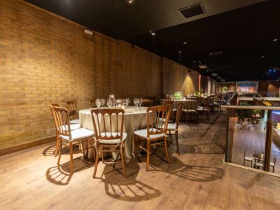Long table set in a private dining room